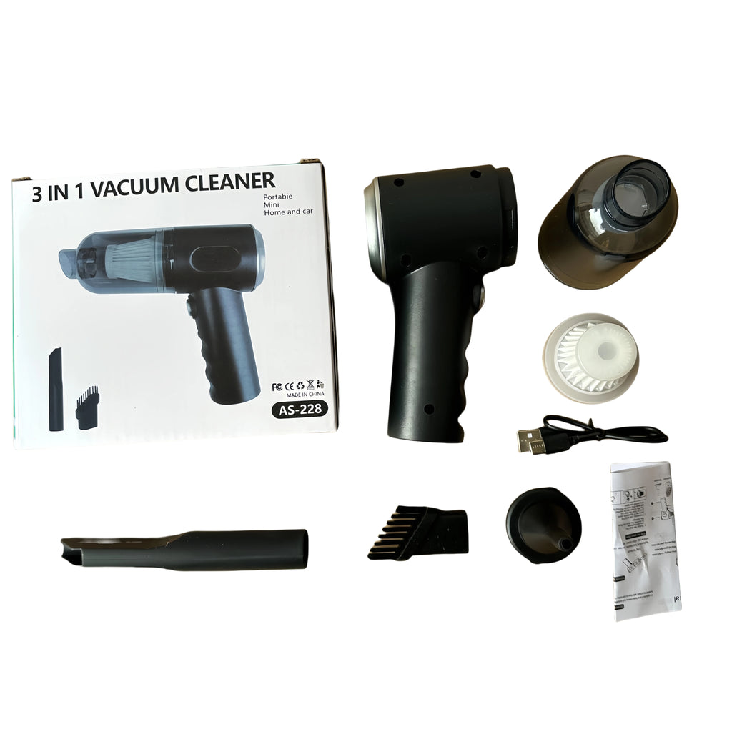 Mini Handheld Car Vacuum Cleaner, Wireless Charging, High Power, Dual Suction & Blower for Car Interior Cleaning