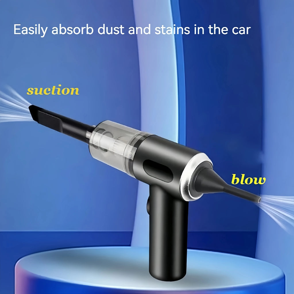 Mini Handheld Car Vacuum Cleaner, Wireless Charging, High Power, Dual Suction & Blower for Car Interior Cleaning