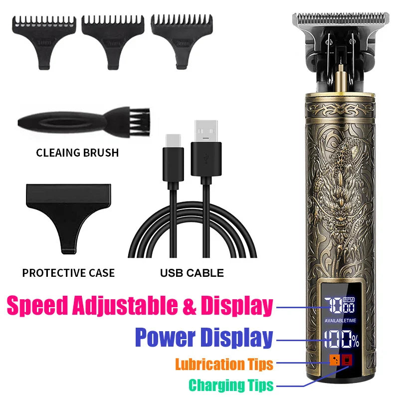Vintage T9 Professional Hair & Beard Trimmer – Black & Gold