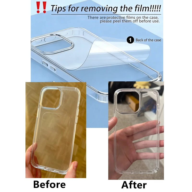 Luxury Transparent Phone Case For iPhone 18 17 Air 16 15 14 Plus 13 12 11 Pro Max Shockproof HD Clear Hard Acrylic Back Cover