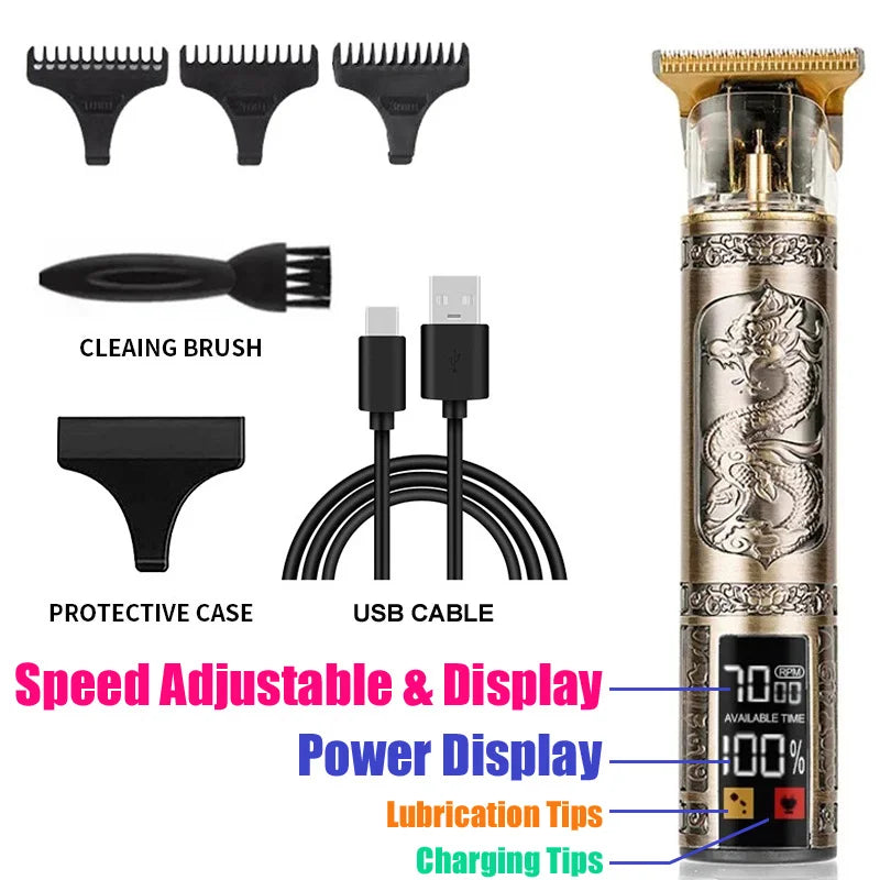 Vintage T9 Professional Hair & Beard Trimmer – Black & Gold