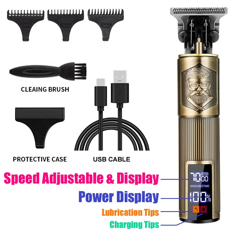 Vintage T9 Professional Hair & Beard Trimmer – Black & Gold