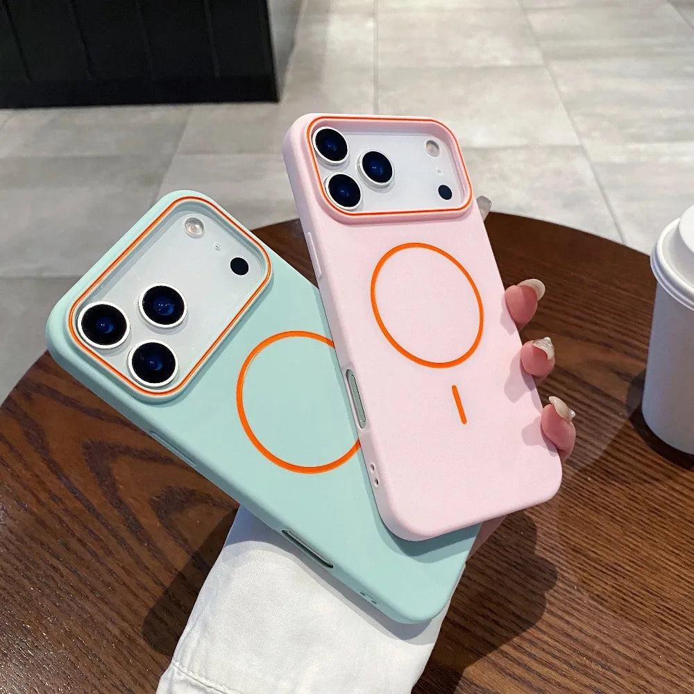 Luxury Magnetic Matte Soft Phone Case For iPhone 17 Pro Max Air 16E 15 14 13 12 11 17 Shockproof MagSafe Wireless Charging Cover