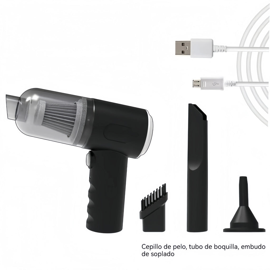 Mini Handheld Car Vacuum Cleaner, Wireless Charging, High Power, Dual Suction & Blower for Car Interior Cleaning