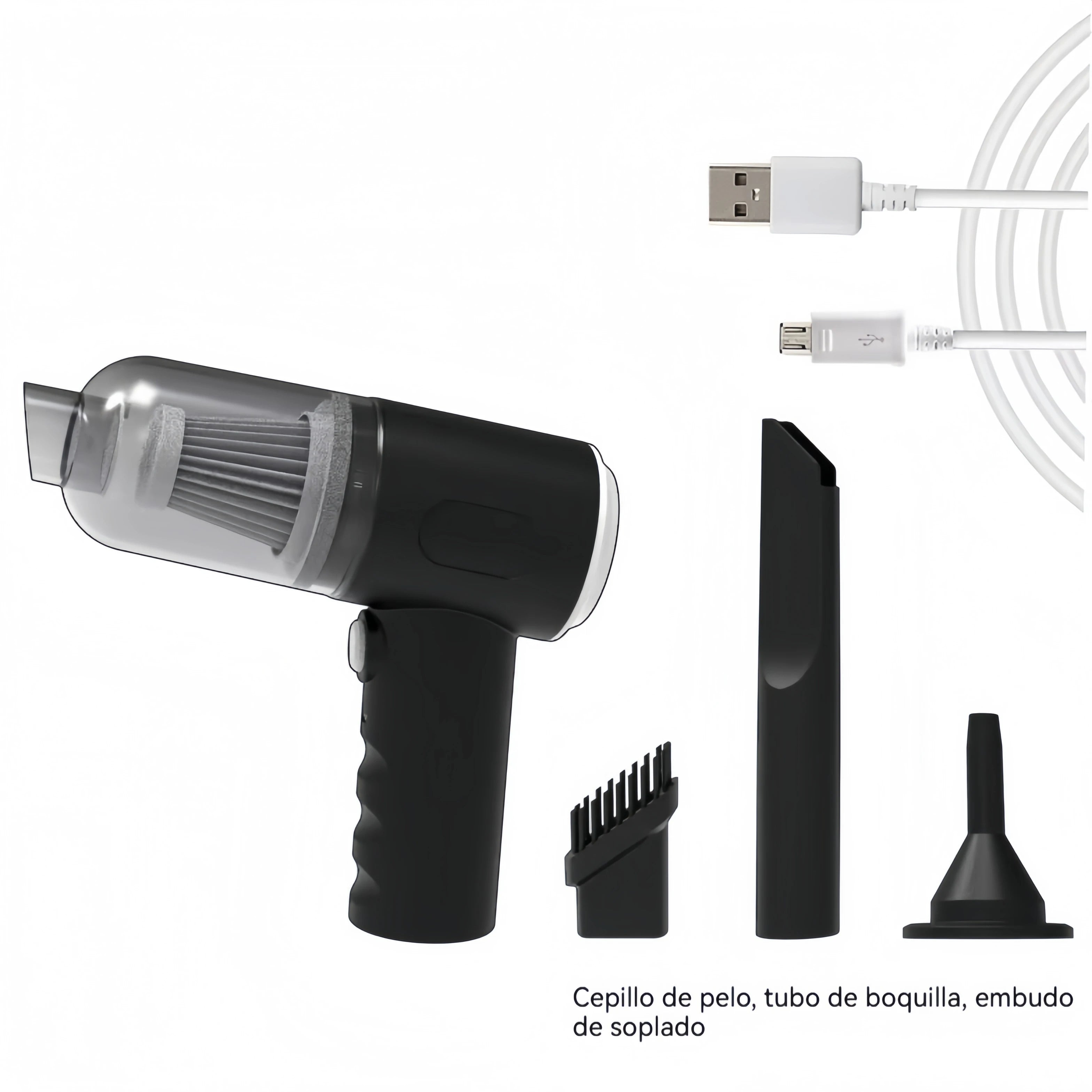 Mini Handheld Car Vacuum Cleaner, Wireless Charging, High Power, Dual Suction & Blower for Car Interior Cleaning