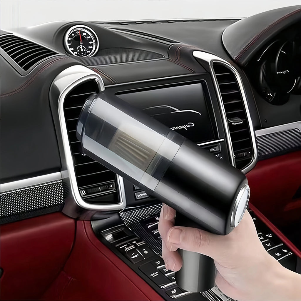 Mini Handheld Car Vacuum Cleaner, Wireless Charging, High Power, Dual Suction & Blower for Car Interior Cleaning