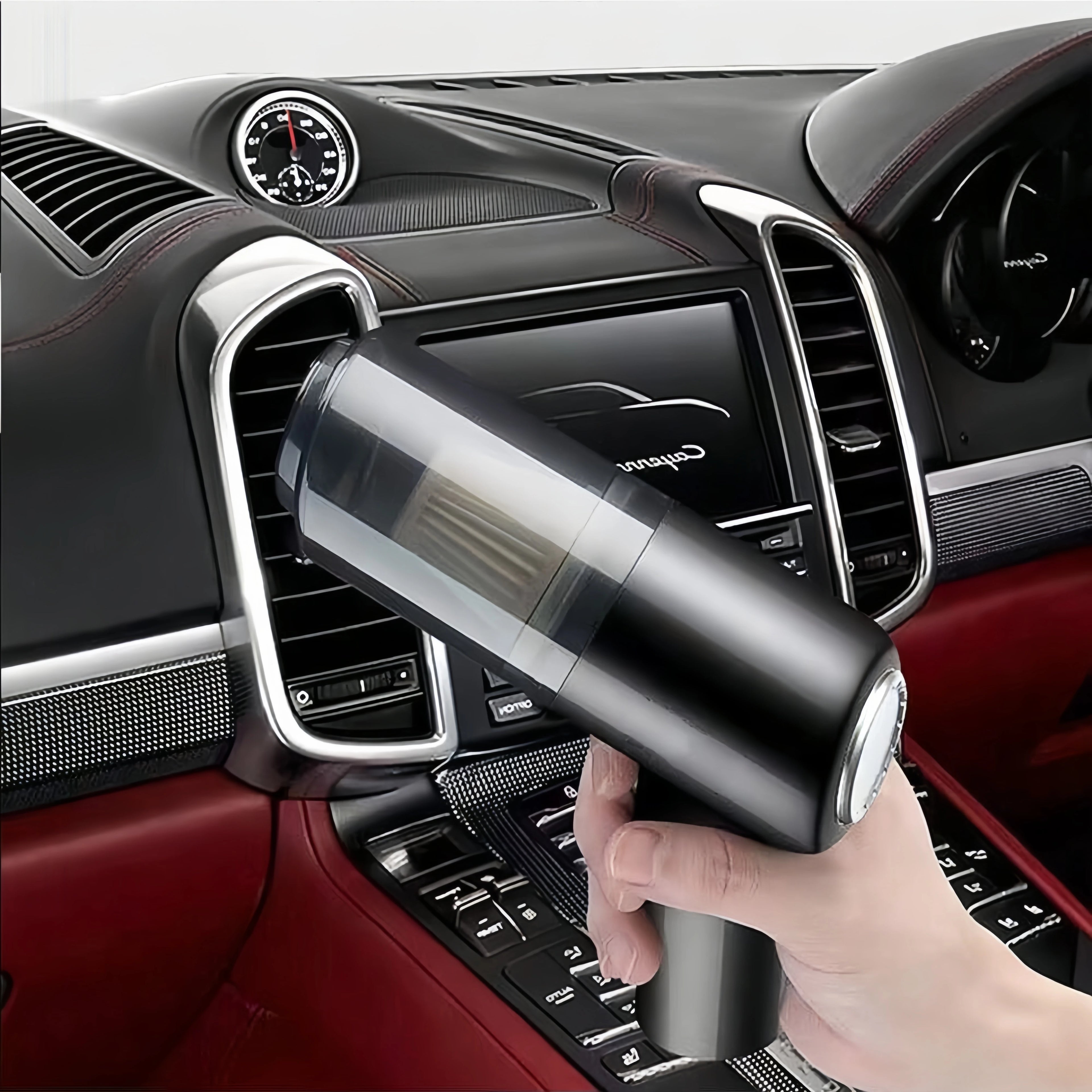 Mini Handheld Car Vacuum Cleaner, Wireless Charging, High Power, Dual Suction & Blower for Car Interior Cleaning