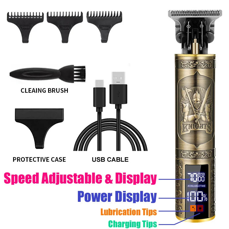 Vintage T9 Professional Hair & Beard Trimmer – Black & Gold