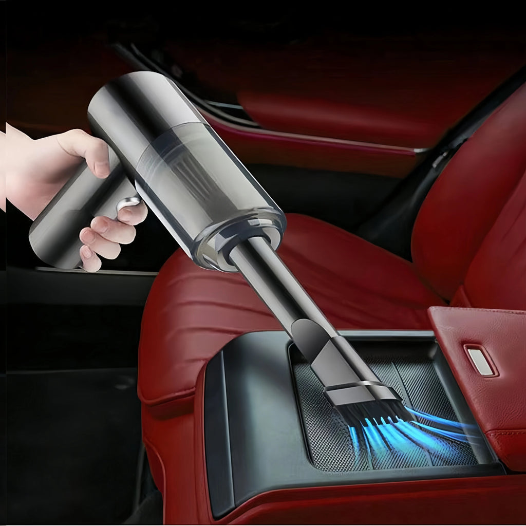 Mini Handheld Car Vacuum Cleaner, Wireless Charging, High Power, Dual Suction & Blower for Car Interior Cleaning