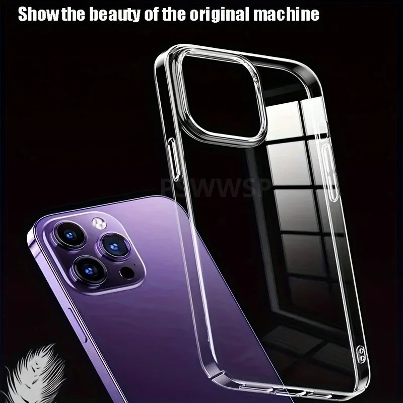 Luxury Transparent Phone Case For iPhone 18 17 Air 16 15 14 Plus 13 12 11 Pro Max Shockproof HD Clear Hard Acrylic Back Cover