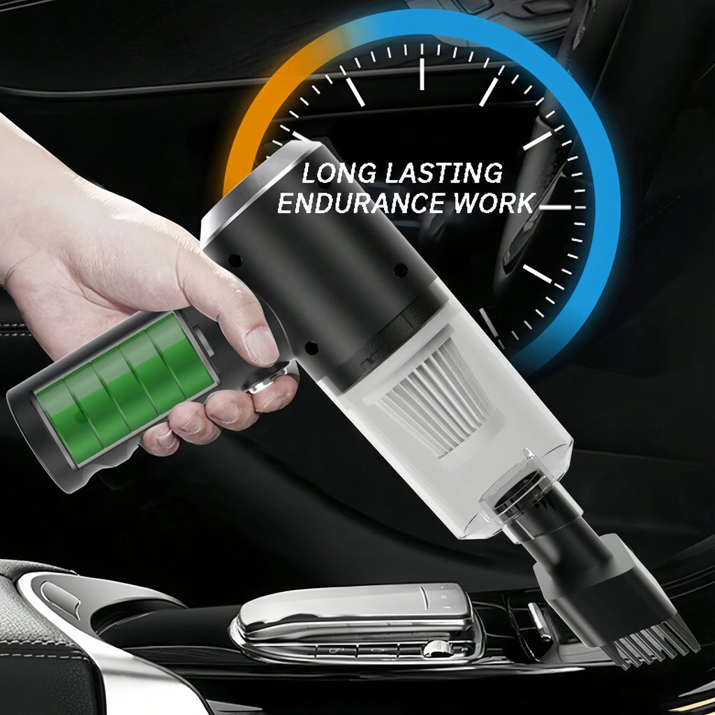 Mini Handheld Car Vacuum Cleaner, Wireless Charging, High Power, Dual Suction & Blower for Car Interior Cleaning